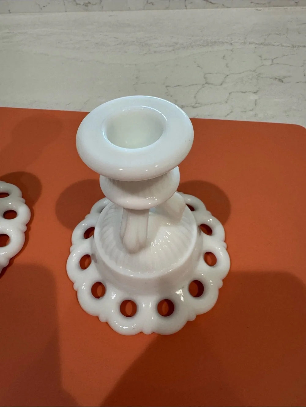 Westmoreland White Milk Glass Candle Holders - Pair